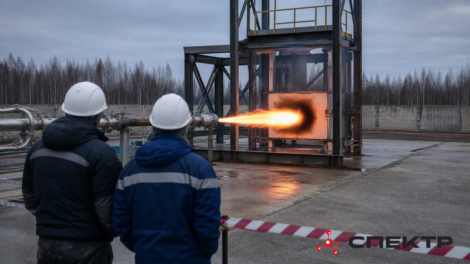 Испытание струйным пламенем на стенде